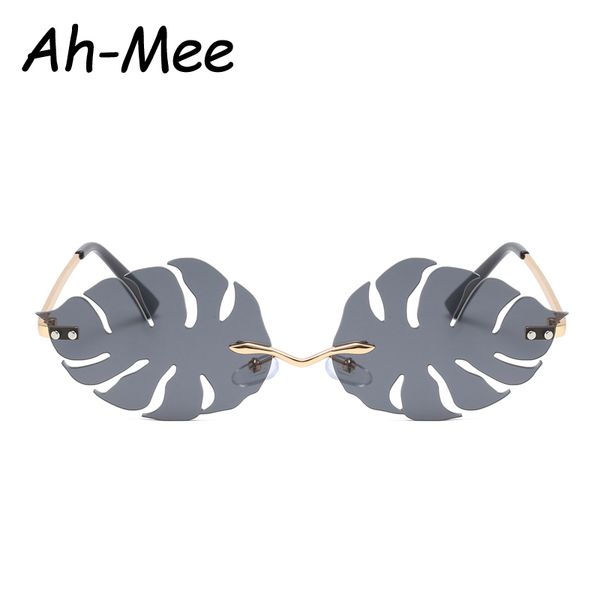 

steampunk vintage sunglasses women leaf trend mirror rimless sun glasses men frameless punk fashion retro small eyeglasses, White;black