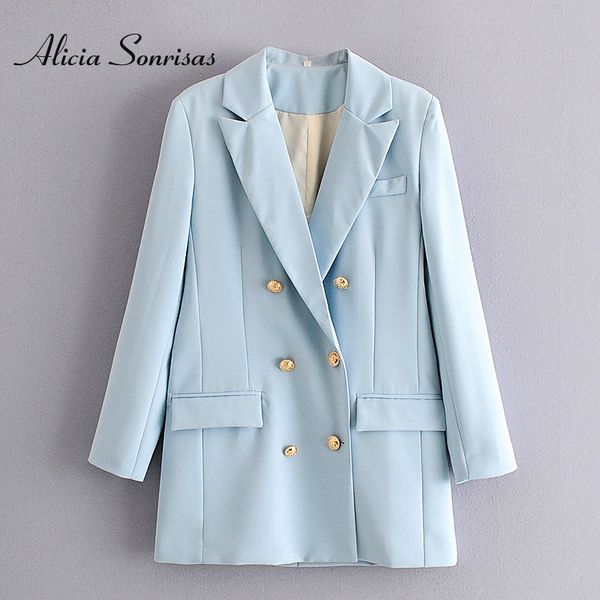 

korean pink long blazers jacket women 2020 autumn fashion elegant metal double-breasted suit jacket female offfice ladies blazer, White;black