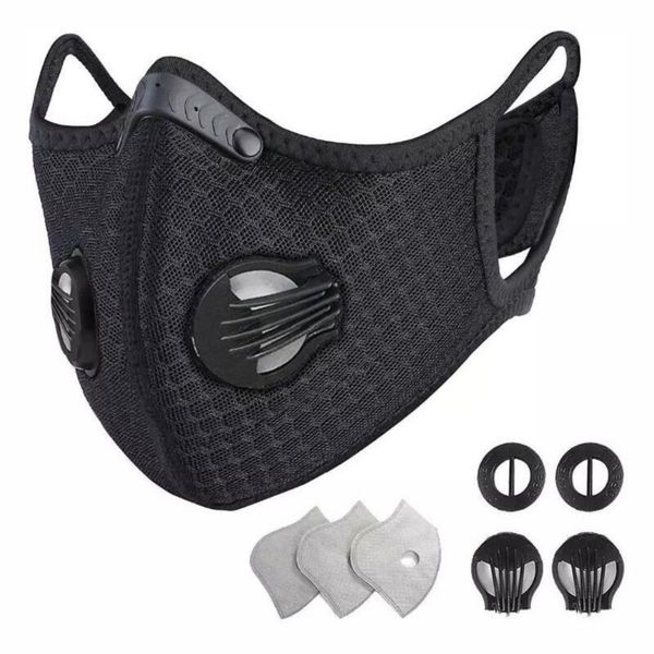 

2020 new dust bike face mask activated carbon riding cycling running cycling anti-pollution bike isolation mask with filter individual mask, Black