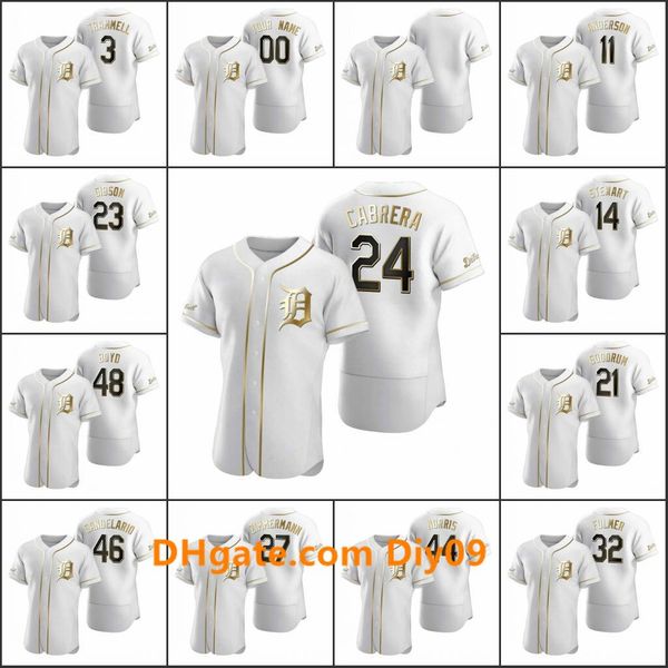 

tigers miguel men #24 miguel cabrera 23 kirk gibson 32 michael fulmer women youth white authentic golden edition custom jersey, Black