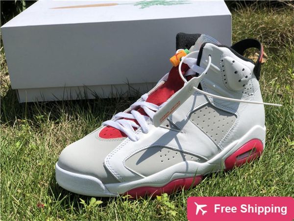 

2020 authentic 6 hare basketball shoes men neutral grey white true red black bugs bunny 6s trainers sneakers ct8529 -062 with orig