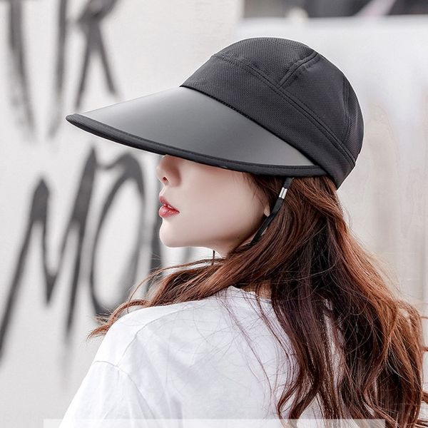 

new big eaves outdoor face-covering all-match sun sun sun-proof uv-proof women's travel hat men's hat, Blue;gray