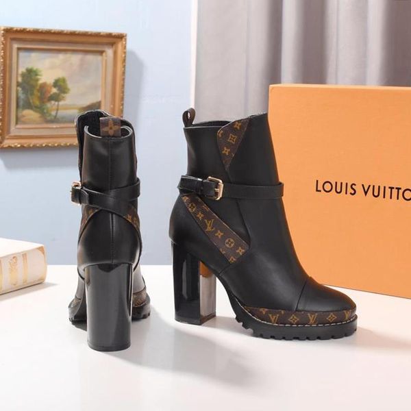

fashion boots star trail ankle boot chaussures de femme luxury with origin box zapatos de mujer lady booties casual shoes fast shipping, Black