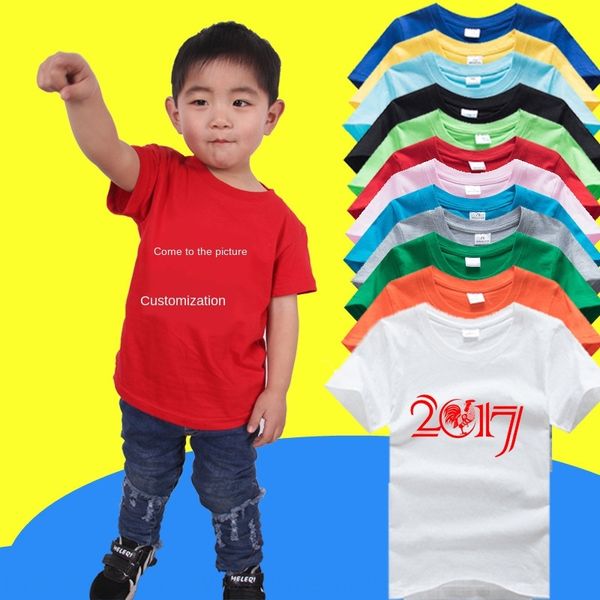 

ngitl children's pure cotton blank cultural diy t- t-shirt diy hand-painted kindergarten class clothes short-sleeved advertising shirt, Blue
