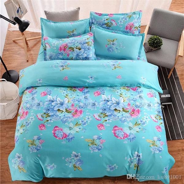 

fashion cartoon striped plaid flower series bedding sets korean printed cotton bedding kits 4pcs suit duvet cover set bed sheet pillowcases
