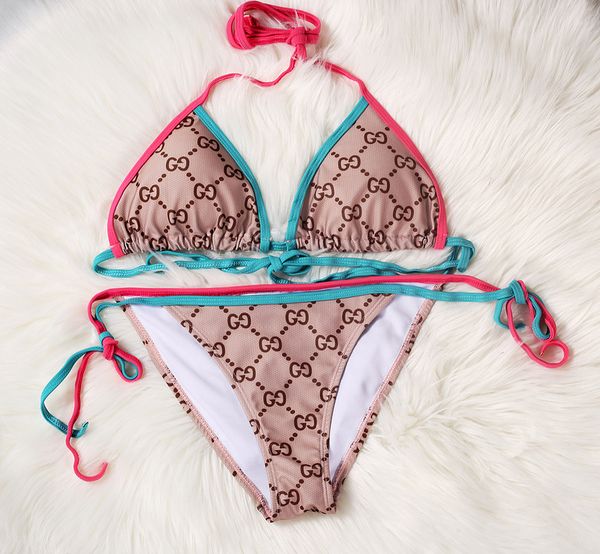 

new designer lady bikini swimsuit letter printed brand swimwear bikini for women two-piece female bikini bathing suit, White;black