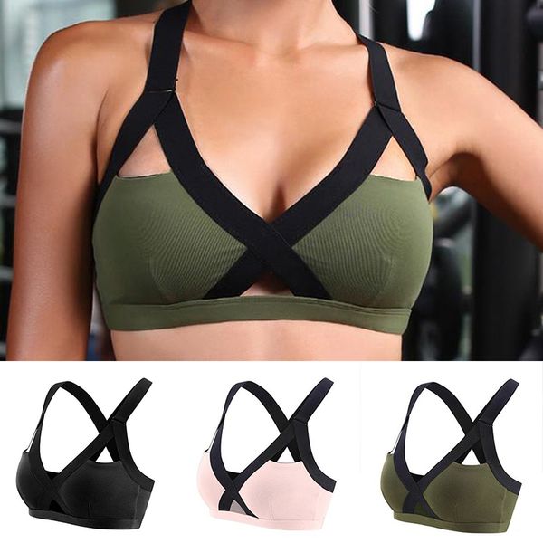 

fitness bra wirepadded cross back underwear running sports tank mvi-ing, White;black