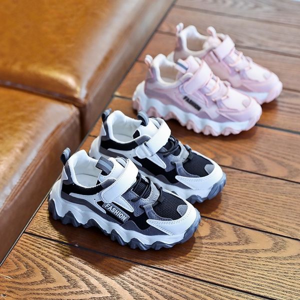 

sports 2020 season new fashion boys' mesh sneakers children's children's red daddy shoes girls' casual shoes fashion, Black