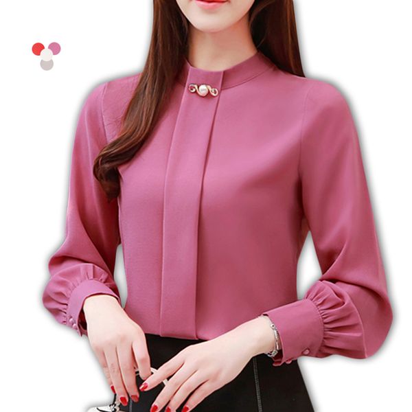 

korean fashion clothing casual long sleeve chiffon blouse women print o-neck blouse red 2020 spring female 3xl plue size, White