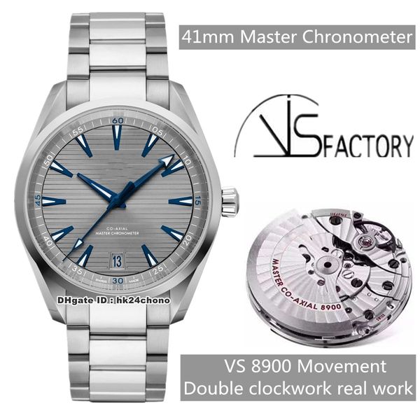 

version vs 41mm aqua terra 150m cal.8900 automatic men's watch 220.10.41.21.06.001 gray dial stainless steel bracelet gents watches, Slivery;brown
