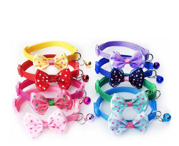 

pink girl cat collar with bell bowtie adjustable pet safe collars replacement for small dogs for pets collar puppy buckle