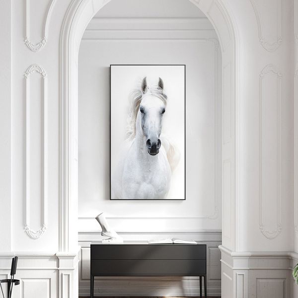 

nordic style white horse canvas white poster print modern wall art pictures wall art for living room home decor (no frame