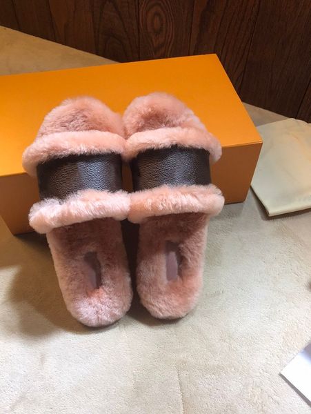 

2020 lock it flat mule women slippers drivers sandals slides cognac brown softness sneakers fluffy fur slipper real leather shoes with box, Black