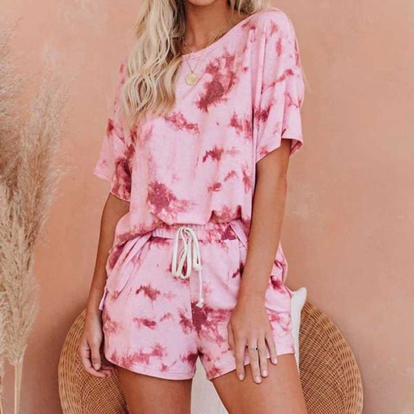 

running sets 2 piece tie dye set women lounge wear tracksuit casual loose outfits for sport fitness, Black;blue