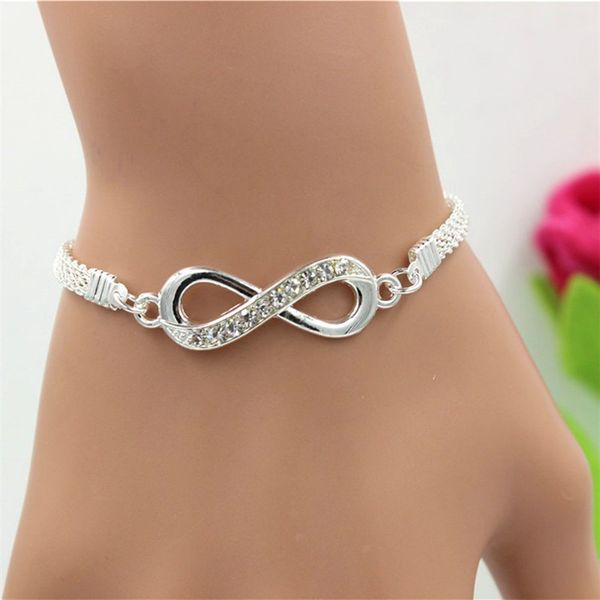 

pandora bracelet selling infinity diamond bracelet simple personality net celebrity fashion hand jewelry, Golden;silver