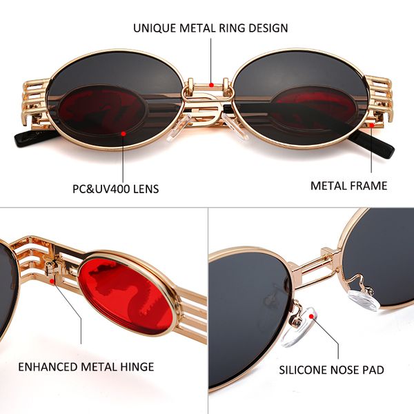 

jaspeer sunglasses men women dragon round glasses metal frame steampunk black gold sun glasses vintage brand man sunglasses, Blue