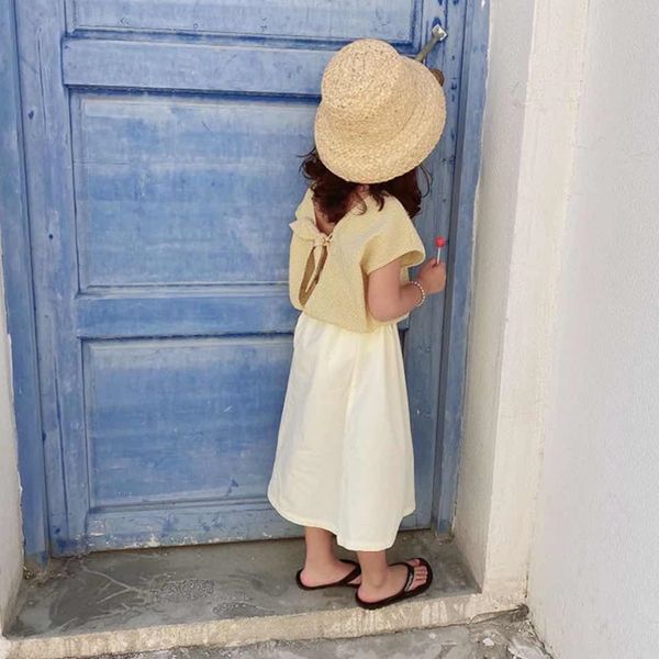 

bobokids 2020 summer children's clothing korean style girls plaid back clothes butterfly clothing bow short sleeve, Blue