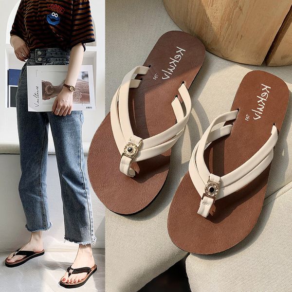 

new summer flip flops women's flat bottom slippers women non-slip casual sand slippers 2020 woman's outdoor and indoor shoes, Black