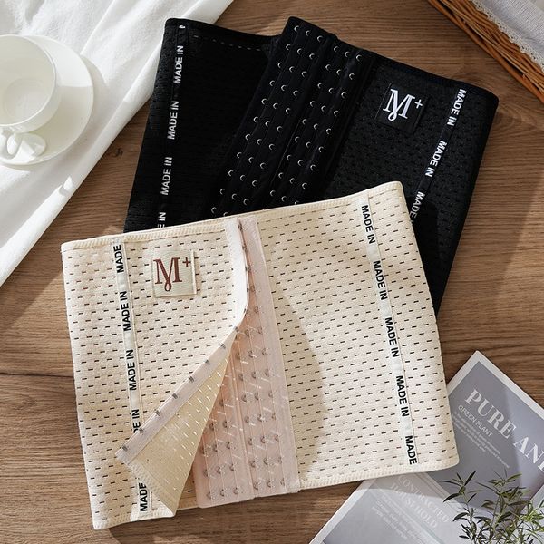 

live broadcast + plastic live  + plastic belt breathable waist seal 6-breasted letter postpartum abdomen shaping belt, Black;brown