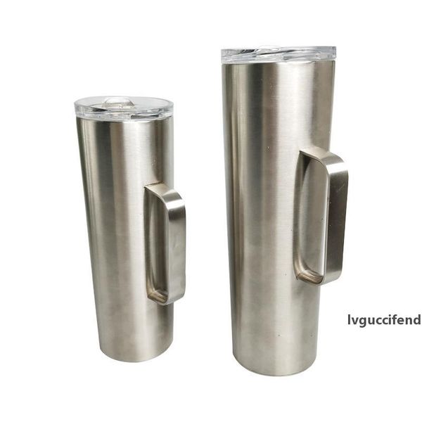 

20oz skinny tumbler with handle straight cups stainless steel tumbler vacuum insulated wine mug travel mug unique gift for wedding