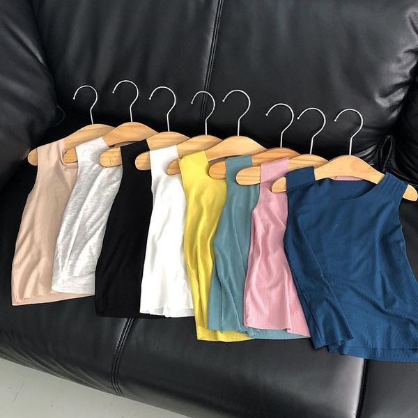 

sjrfe 2019 new summer korean children's clothing style children's solid color seamless vest male and female baby 8 color vest cott, Blue