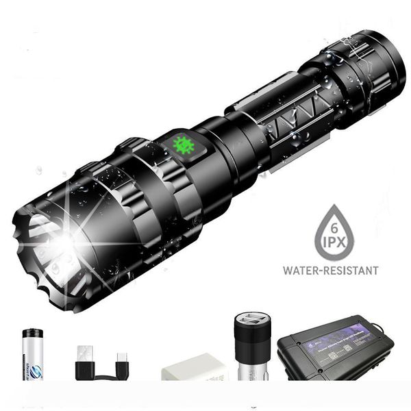 

super bright waterproof led flashlight 5 lighting modes aluminum alloy torch powered by 18650 battery suitable for hunting, etc