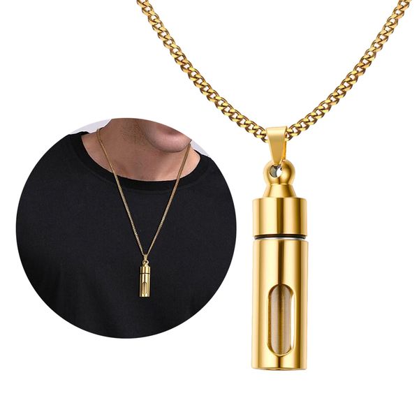 

stainless steel glass openable container tube urn pendant necklace, Silver