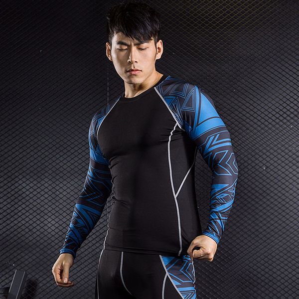 

2020 quick dry мужские идущие наборы compression спортивные костюмы тощий колготки одежда gym фитнес спортивная мужская одежда лонг джонс, Black;blue