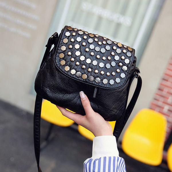 

rivet crossbody bags for women messenger bag small leather shoulder bags women handbags bolsa feminina bolsos mujer