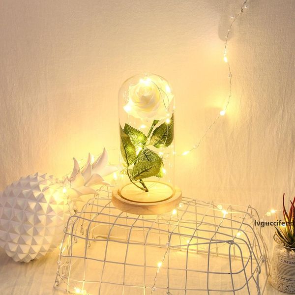 

rose glass cover eternal flower preserved fresh flower immortality beauty romantic wooden 1 roses gift colour new year present