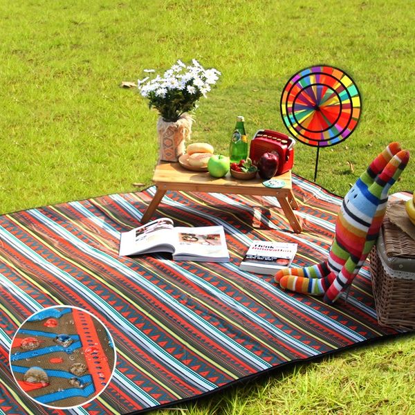 

2zaei outdoor thickened picnic camping moisture-proof folding medium dining floor children's climbing mat travel beach sky curtain floo