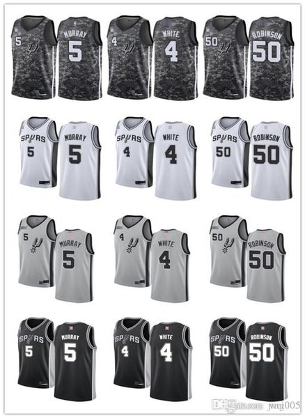 

mens womens youth san antonio spurs 5 dejounte murray 4 derrick white 50 david robinson custom basketball jerseys, Black;red