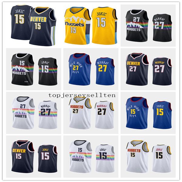 

denver nuggets nikola jokic men jamal murray 2018-19 association city nba icon basketball jersey, Black