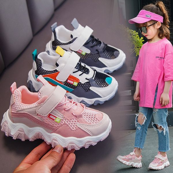 

wyyur medium and large mesh sports rubber soft bottom baby running autumn running children's children's shoes breathable shoes for, Black