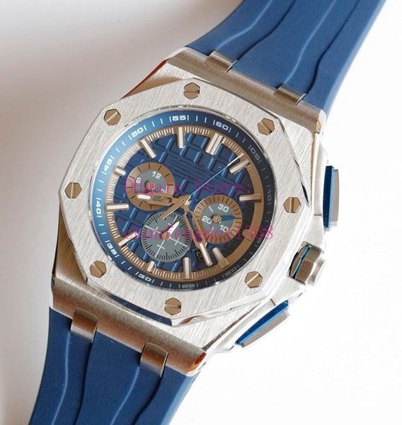 

44mm royal-oak-offshore 316l steel rubber strap 26300st.oo.1110st.01 sapphire 3126 transparent automatic men's luxury watches, Slivery;brown