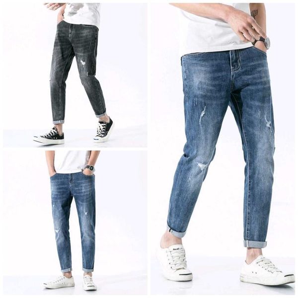 

mogu 2020 new blue spring autumn business jeans men breathable denim trousers soft mens pants men's fashion jeans 2 colors