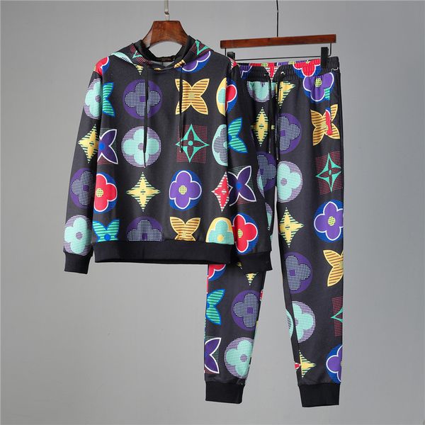 

new men's sportswear printing luxury casual wear hoodie + pants spring and autumn hedging sports running sportswear, Gray