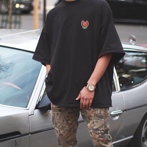 

20ss embroidery vintage tee men women solid casual simple short sleeves high street skateboard t-shirt summer breathable tee hfymtx828, White;black