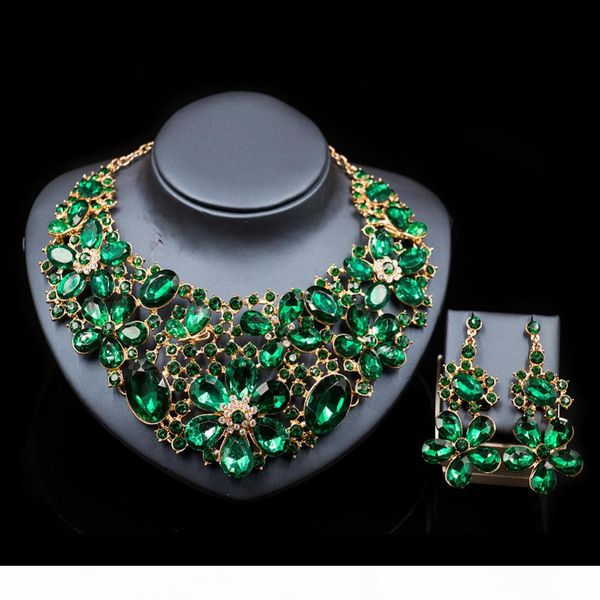 

wholesale new costume women trendy bridal jewelry set engagement necklace and earrings wedding decoration ing, Silver