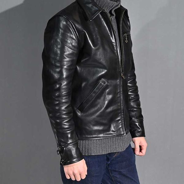 

yr2020 black luxury batik horsehide jacket,1930 leather clothes,man quality vintage genuine leather coat