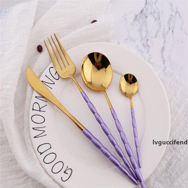 

new arrival gold black flatware set, l gold blue cutlery set, wedding use gold pink tableware set
