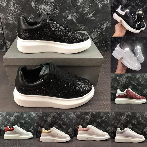 

luxury designer shoes black glitter leather casual shoes 3m reflective triple white red skateboard shoes increase bottom fashion sneakers