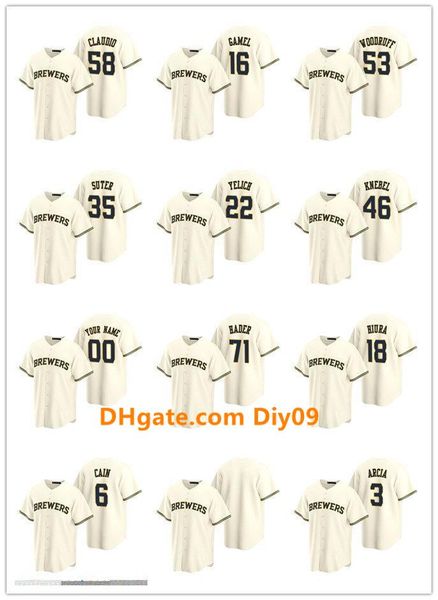 

milwaukee brewers men women youth 71 josh hader 22 christian yelich 18 keston hiura home alternate baseball jersey, Black