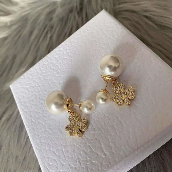 

new diamond clover size pearl fashion designer earrings luxury designer jewelry women earrings, Golden