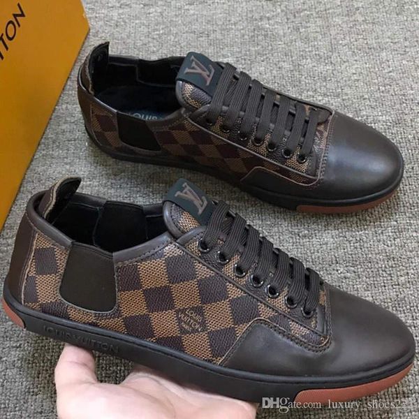 

38-45 new arrival casaul leather rivoli sneakers fashion patchwork plaid flat shoes 2019 mens classic trendy luxury designer shoes with box