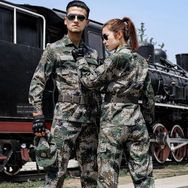 

n8vkr distribution 07 forest camouflage suit distribution wear-resistant 07 forest wear-resistant men's summer thin long sleeve army ju, Gray;blue