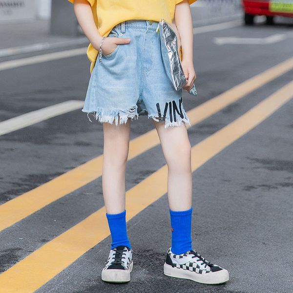 

zhdr5 girls shorts 2020 new fashionable children's foreign and shorts and jeans style pants jeans wear girls all-match pants summer clo, Blue