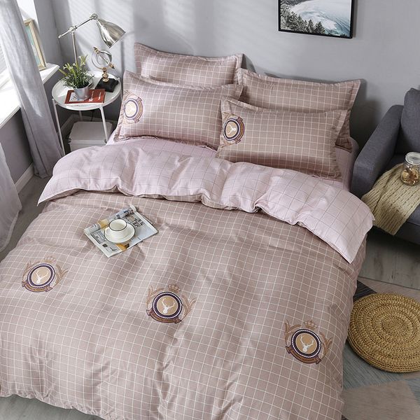 

classic bedding set grey blue flower bed linens 4pcs/set duvet cover set pastoral bed sheet ab side duvet cover