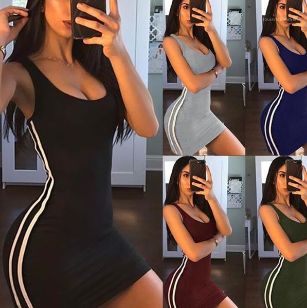 

clothes women summer dress bandage bodycon sleeveless stripe evening party club mini dress fashion women, Black;pink