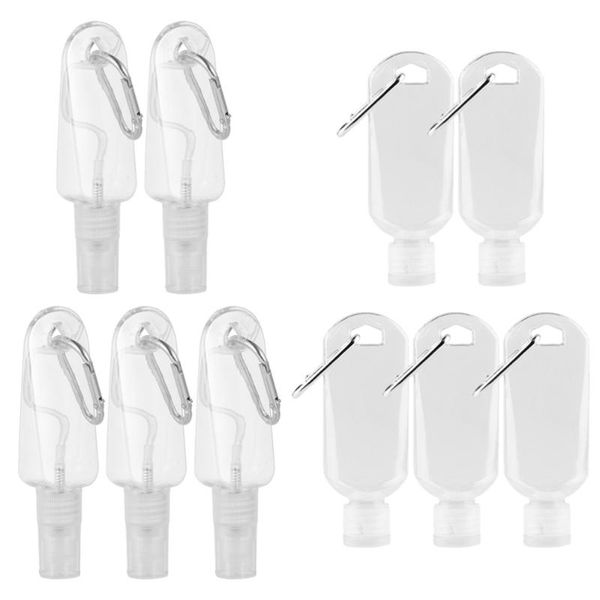 

10pcs 30ml travel bottles refillable bottles with hook empty bottle hand sanitizer containers (squeeze + sprayer